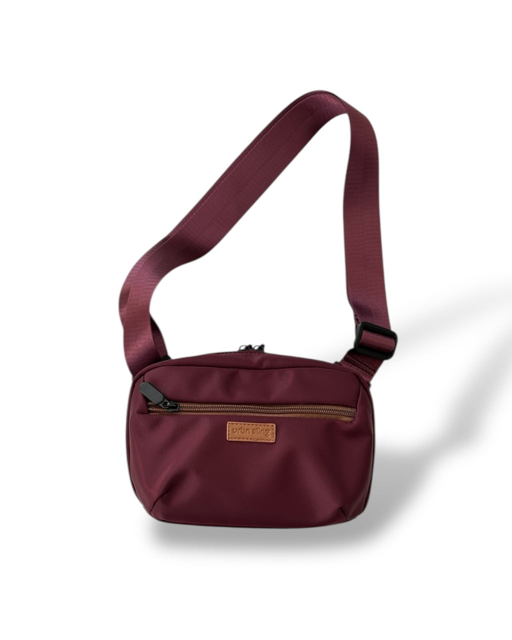 Everyday Sling cross body bag in burgundy oxford fabric with strap